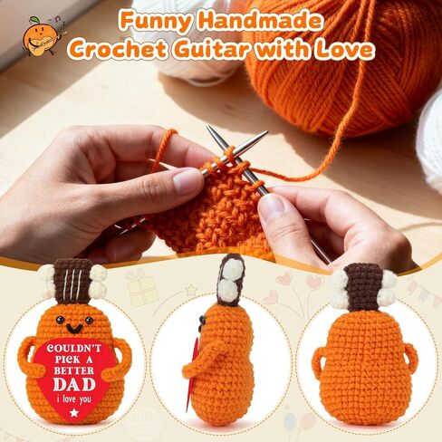 Fathers Day Birthday Gifts for Dad from Daughter Son, Funny Stepdad Prents, I Couldn't Pick A Better Dad Guitar Crochet for Husband, Music Lover Gifts for Men, Best Father Ever Gift in Saudi Arabia