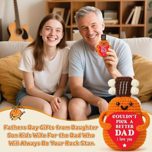 Fathers Day Birthday Gifts for Dad from Daughter Son, Funny Stepdad Prents, I Couldn't Pick A Better Dad Guitar Crochet for Husband, Music Lover Gifts for Men, Best Father Ever Gift in Saudi Arabia