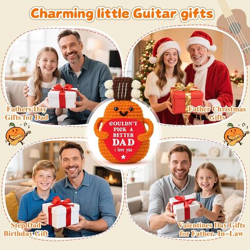 Fathers Day Birthday Gifts for Dad from Daughter Son, Funny Stepdad Prents, I Couldn't Pick A Better Dad Guitar Crochet for Husband, Music Lover Gifts for Men, Best Father Ever Gift in Saudi Arabia