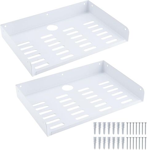 Metal Floating Shelf 12 x 8 Inch, Wall Mounted Shelf with Lip, Cable Hole & Ventilation Slots for WiFi Router, TV Box, DVD Player in Saudi Arabia