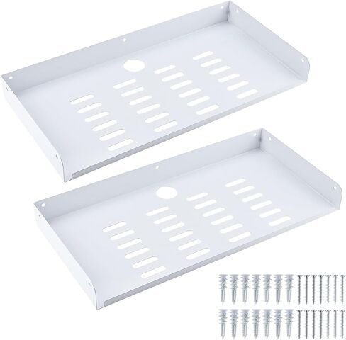 Metal Floating Shelf 12 x 8 Inch, Wall Mounted Shelf with Lip, Cable Hole & Ventilation Slots for WiFi Router, TV Box, DVD Player in Saudi Arabia