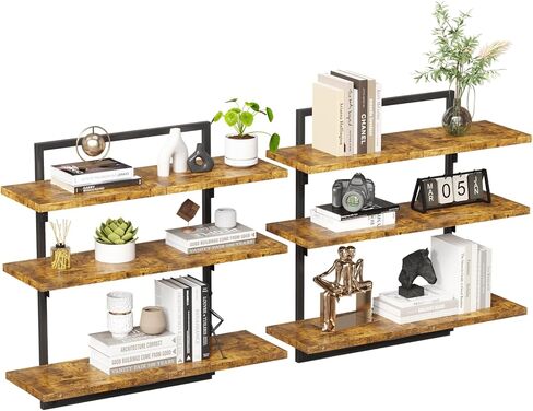 Floating Shelves for Wall, 24 inch Kitchen Shelves Wall Mounted, 3 Tier Coffee Bar Shelf with Foldable Brackets, Industrial Display Shelf for Bathroom, Living Room, Coffee Bar,Rustic Brown in Kuwait