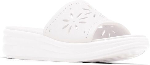 صندل نسائي من Clarks Drift Floral سهل الارتداء بكعب عريض، اللون أبيض، المقاس: 8 M US in Kuwait