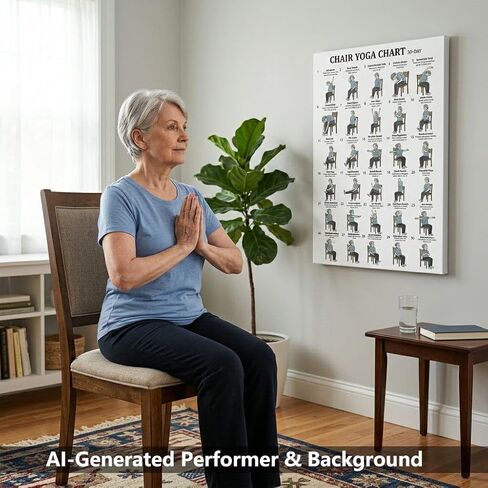 Chair Yoga Chart Poster Print Seated Exercises for Seniors and Beginners Canvas Wall Art Gym Yoga Room Living Room Bedroom Decor 12x18 Inch Unframed A in Kuwait