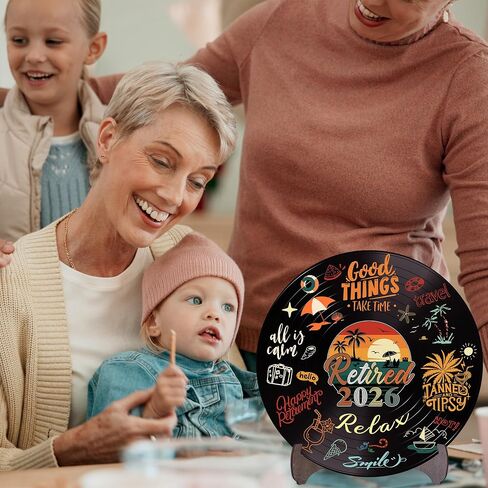 Holkcog Retirement Party Decorations Men Women, Colorful Vintage Retirement Vinyl Record, Happy Retired 2026 Party Graffiti Sign With Stand, Office Retired Farewell Gift, Coworker leave Table Decor in Saudi Arabia
