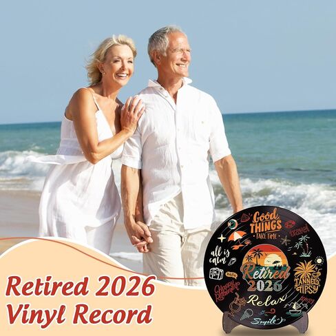 Holkcog Retirement Party Decorations Men Women, Colorful Vintage Retirement Vinyl Record, Happy Retired 2026 Party Graffiti Sign With Stand, Office Retired Farewell Gift, Coworker leave Table Decor in Saudi Arabia