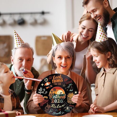 Holkcog Retirement Party Decorations Men Women, Colorful Vintage Retirement Vinyl Record, Happy Retired 2026 Party Graffiti Sign With Stand, Office Retired Farewell Gift, Coworker leave Table Decor in Saudi Arabia