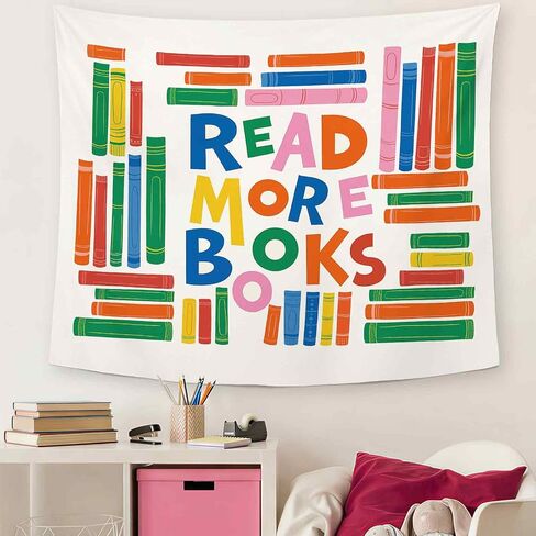 Dimurela Reading Classroom Tapestry, Read More Books Library Wall Tapestry Hanging Decor Art for Bedroom Reading Corner Nook, Colorful Nursery Kids Toddler Room Decor for School Playroom Dorm 50x60in in Saudi Arabia