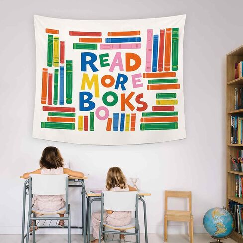 Dimurela Reading Classroom Tapestry, Read More Books Library Wall Tapestry Hanging Decor Art for Bedroom Reading Corner Nook, Colorful Nursery Kids Toddler Room Decor for School Playroom Dorm 50x60in in Saudi Arabia