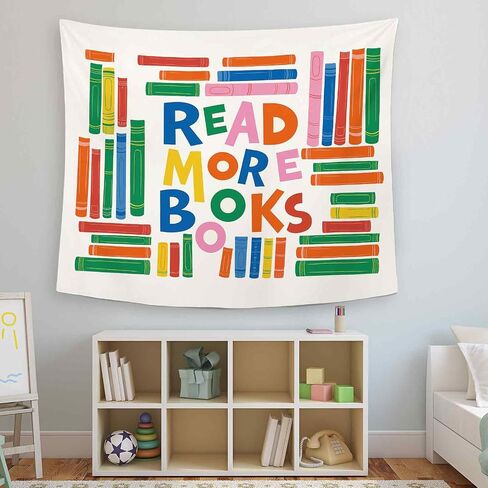 Dimurela Reading Classroom Tapestry, Read More Books Library Wall Tapestry Hanging Decor Art for Bedroom Reading Corner Nook, Colorful Nursery Kids Toddler Room Decor for School Playroom Dorm 50x60in in Saudi Arabia