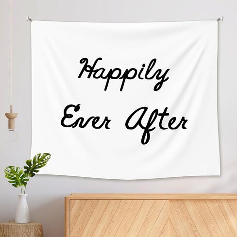 EGBTL Happily Ever After Wedding Tapestry, Engagement Wall Tapestry for Bedroom, Minimalist Black and White Wedding Party Tapestries Wall Hanging Decor for Bridal Shower, 50x60 Inches in Saudi Arabia