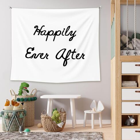 EGBTL Happily Ever After Wedding Tapestry, Engagement Wall Tapestry for Bedroom, Minimalist Black and White Wedding Party Tapestries Wall Hanging Decor for Bridal Shower, 50x60 Inches in Saudi Arabia