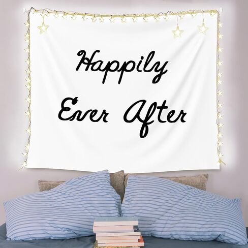 EGBTL Happily Ever After Wedding Tapestry, Engagement Wall Tapestry for Bedroom, Minimalist Black and White Wedding Party Tapestries Wall Hanging Decor for Bridal Shower, 50x60 Inches in Saudi Arabia