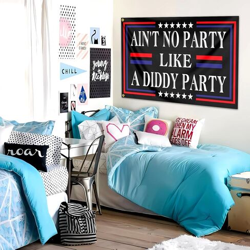 Ain't No Partys Like A Diddys Partys Flag 3x5 Ft Diddy Flags for Teen Girls Room Guys Funny Man Cave Wall Flags for Bedroom Dorm Room College Dorm Wall Banner Tapestry Decor in Saudi Arabia