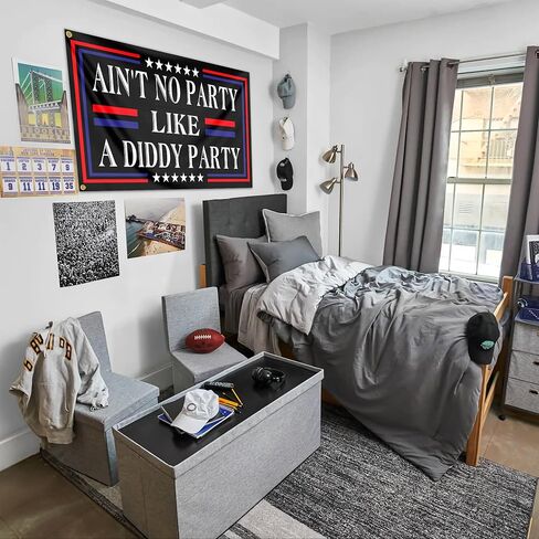 Ain't No Partys Like A Diddys Partys Flag 3x5 Ft Diddy Flags for Teen Girls Room Guys Funny Man Cave Wall Flags for Bedroom Dorm Room College Dorm Wall Banner Tapestry Decor in Saudi Arabia