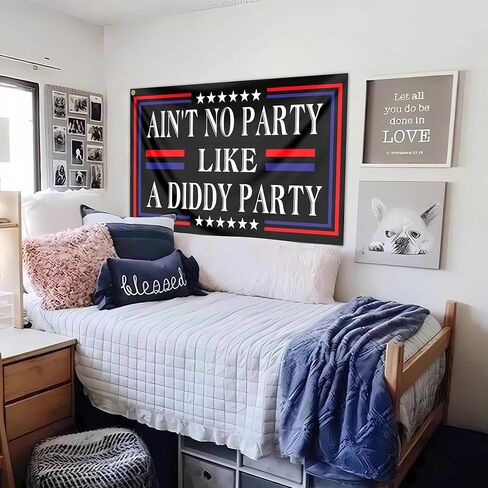 Ain't No Partys Like A Diddys Partys Flag 3x5 Ft Diddy Flags for Teen Girls Room Guys Funny Man Cave Wall Flags for Bedroom Dorm Room College Dorm Wall Banner Tapestry Decor in Saudi Arabia