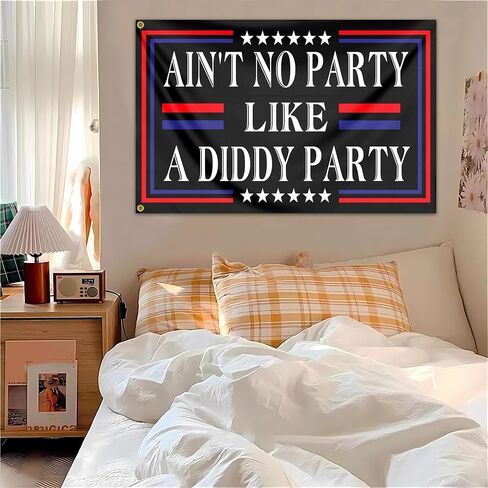 Ain't No Partys Like A Diddys Partys Flag 3x5 Ft Diddy Flags for Teen Girls Room Guys Funny Man Cave Wall Flags for Bedroom Dorm Room College Dorm Wall Banner Tapestry Decor in Saudi Arabia