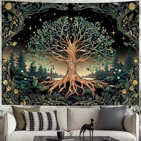 Leofanger Tree of Life Tapestry Psychedelic Mystic Floral Tapestry Vintage Plant Flower Wall Tapestries Aesthetic Tree Tapestries Wall Hanging for Home Decor(59.1"x78.7") in Saudi Arabia
