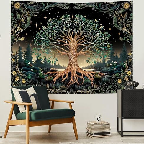 Leofanger Tree of Life Tapestry Psychedelic Mystic Floral Tapestry Vintage Plant Flower Wall Tapestries Aesthetic Tree Tapestries Wall Hanging for Home Decor(59.1"x78.7") in Saudi Arabia