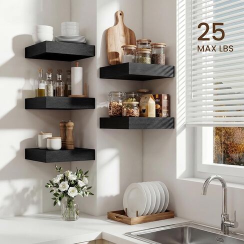 Dreamland Floating Shelves for Wall, 12in Deep Floating Shelves, Black Rustic Wall Shelves for Living Room Bathroom Bedroom Kitchen, 12inch 2Pack in Saudi Arabia