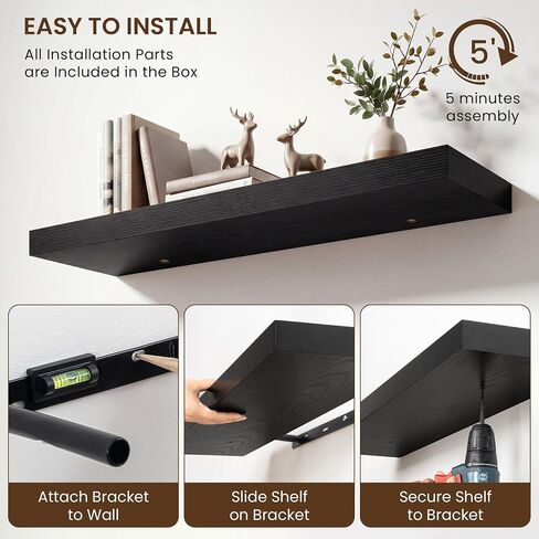 Dreamland Floating Shelves for Wall, 12in Deep Floating Shelves, Black Rustic Wall Shelves for Living Room Bathroom Bedroom Kitchen, 12inch 2Pack in Saudi Arabia