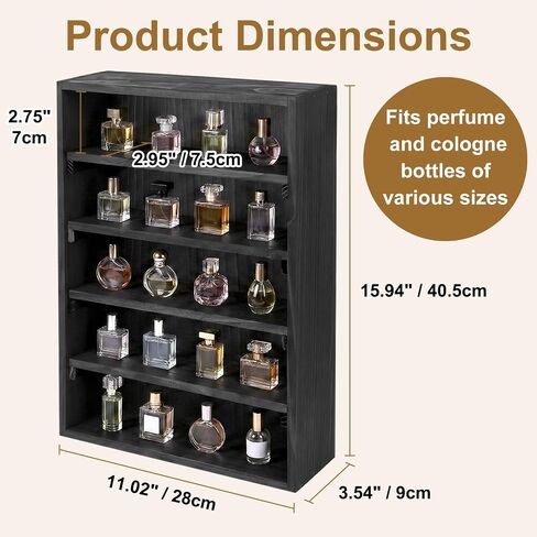 Perfume Organizer Wall Mount, Perfume Shelf for Wall with 5 Removable Shelves, Applicable on Desktop or Wall Mount for Cologne, Collectible, Cosmetics and Shot Glass, Trinket Shelf and Perfume Cabinet in Saudi Arabia