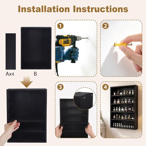 Perfume Organizer Wall Mount, Perfume Shelf for Wall with 5 Removable Shelves, Applicable on Desktop or Wall Mount for Cologne, Collectible, Cosmetics and Shot Glass, Trinket Shelf and Perfume Cabinet in Saudi Arabia