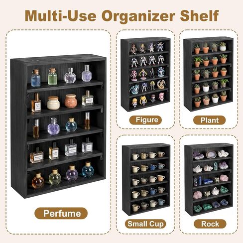 Perfume Organizer Wall Mount, Perfume Shelf for Wall with 5 Removable Shelves, Applicable on Desktop or Wall Mount for Cologne, Collectible, Cosmetics and Shot Glass, Trinket Shelf and Perfume Cabinet in Saudi Arabia