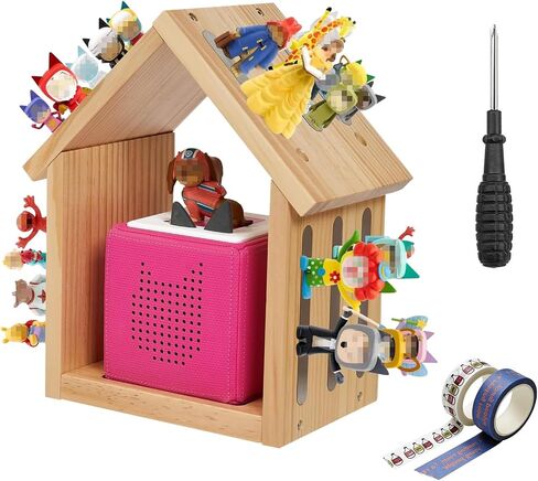 Magnetic Wall Shelf for Figures, Wooden Storage for Creative Characters, House Shape, Compatible with Toniebox 1 and 2, Holds 12-40 Figures in Saudi Arabia