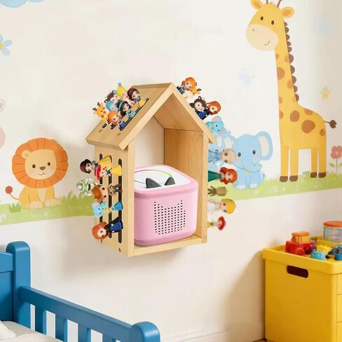Magnetic Wall Shelf for Figures, Wooden Storage for Creative Characters, House Shape, Compatible with Toniebox 1 and 2, Holds 12-40 Figures in Saudi Arabia