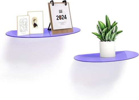 SetGame 2-Pack Acrylic Shelves Wall Mounted, 12 Inch Floating Wall Ledge for Action Figures Display, Room Décor, Space Saving, Items Organizer in Saudi Arabia