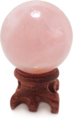 Polar Jade Clear Quartz Crystal Ball with Stand 45mm/1.8" for Crystal Healing, Meditation, Scrying, Feng Shui, Hand-Made in Saudi Arabia