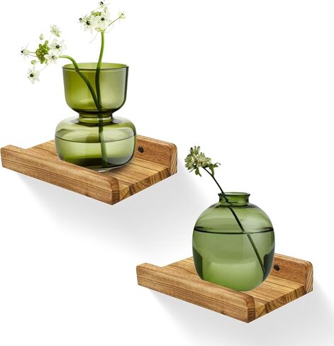 PHOENANCEE Small Wall Shelves,Mini Floating Shelf with Lip,Display Ledge,Speaker Shelf Set of 2 for Picture Frames Plants Decorative for Living Room Kitchen Bedroom,Wood,8 Inch,Walnut in Kuwait