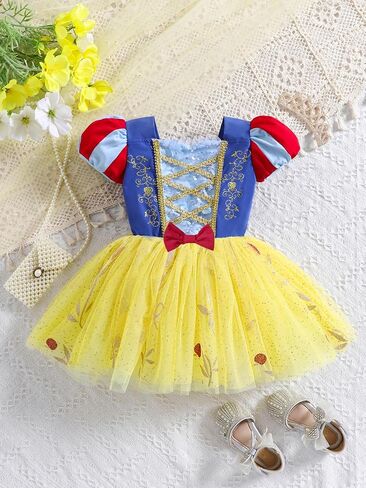 Snow White Princess Tutu Dress Girls Costume with Crown Wand Jewelry Gloves for Toddler Halloween Birthday Party in Saudi Arabia