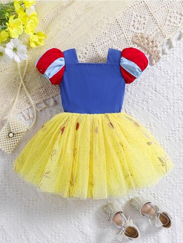 Snow White Princess Tutu Dress Girls Costume with Crown Wand Jewelry Gloves for Toddler Halloween Birthday Party in Saudi Arabia