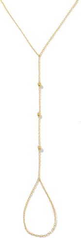 Gelin Dainty Beaded Hand Chain Bracelet for Women in 10K Solid Gold, Adjustable in Saudi Arabia