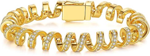 18K Gold Plated Twisted Chain Bracelet for Women, Twist Design with Sparkling Cubic Zirconia, Elegant Statement Jewelry Gift for Her in Saudi Arabia