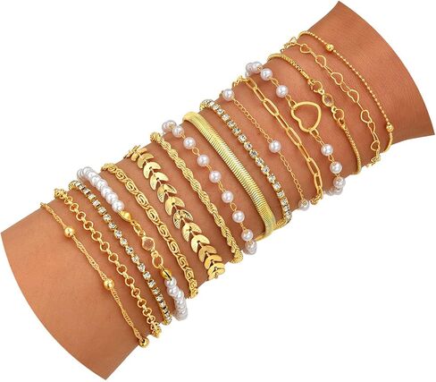 CHICUTIE Gold Bracelets for Women, Elegant 14K Gold Plated Dainty Bracelet set Trendy Link Chain Stackable Bracelets Pack Jewelry Gifts for Women in Saudi Arabia