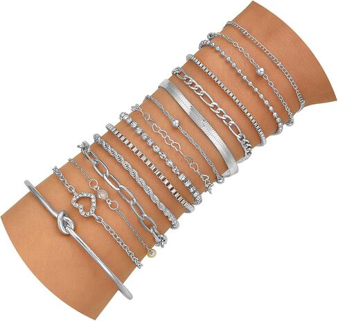 CHICUTIE Gold Bracelets for Women, Elegant 14K Gold Plated Dainty Bracelet set Trendy Link Chain Stackable Bracelets Pack Jewelry Gifts for Women in Kuwait