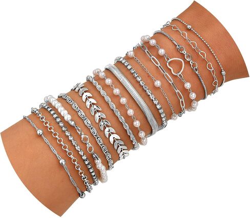 CHICUTIE Gold Bracelets for Women, Elegant 14K Gold Plated Dainty Bracelet set Trendy Link Chain Stackable Bracelets Pack Jewelry Gifts for Women in Kuwait