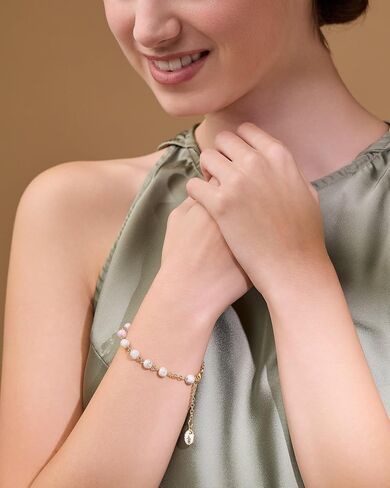 Mondo Cattolico Gold-tone Rosary Bracelet with White Variegated Beads, Miraculous Medal, Catholic Prayer Bracelet for Women and Men, in Saudi Arabia