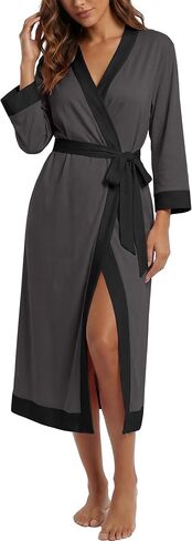 PrinStory Robes for Women Soft Kimono Bathrobe Lightweight Knit Sleepwear long Lounge Robes in Kuwait