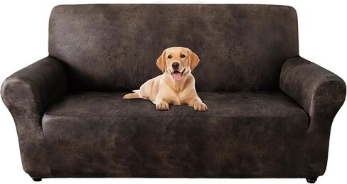 ANARACHON Leather Look Loveseat Covers, Couch Cover Super Stretch Non Slip, Width Up to 62 Inch, Washable Furniture Protector 1-Piece Sofa Slipcover for Dogs, Cats and Kids(Loveseat, Dark Brown) in Saudi Arabia