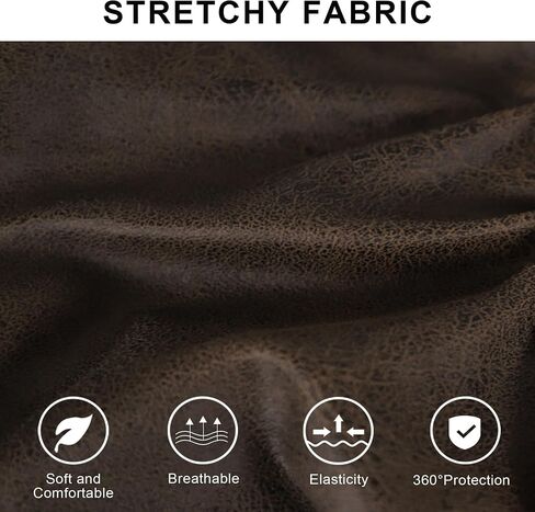 ANARACHON Leather Look Loveseat Covers, Couch Cover Super Stretch Non Slip, Width Up to 62 Inch, Washable Furniture Protector 1-Piece Sofa Slipcover for Dogs, Cats and Kids(Loveseat, Dark Brown) in Saudi Arabia