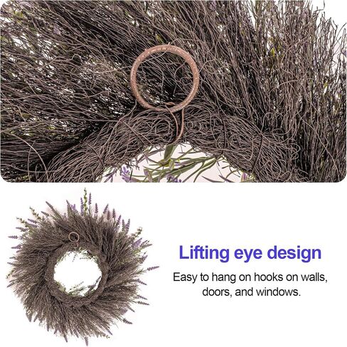 24'' Eucalyptus Lavender Wreath,Lavender Wreath for Front Door,Summer Spring Wreaths for Front Door All Seasons for Home Wedding Farmhouse Wall Decor in Saudi Arabia