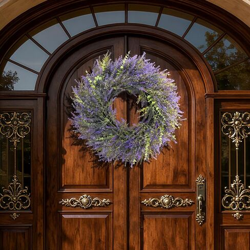 24'' Eucalyptus Lavender Wreath,Lavender Wreath for Front Door,Summer Spring Wreaths for Front Door All Seasons for Home Wedding Farmhouse Wall Decor in Saudi Arabia