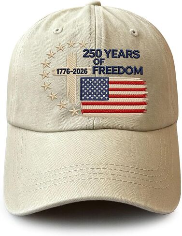 America 250 Years Freedom Hat 1776–2026, Adjustable Printed US 250th Anniversary USA Flag Patriotic Baseball Cap in Kuwait