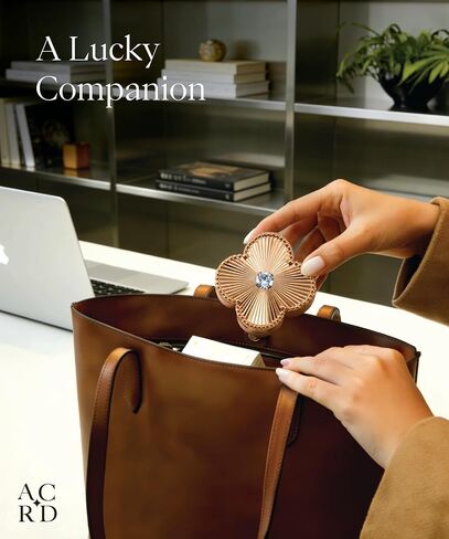 Lucky Charm Luxury Travel Pill Organizer, 5 Compartments, Easy-Open Lock, Mirror, Cute Compact Pill Box for Purse, BPA-Free, Gold, Stylish Vitamin Case & Small Jewelry Storage (Rose Gold) in Saudi Arabia