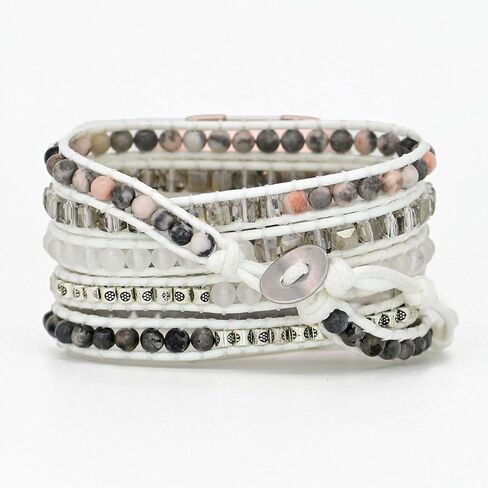 Boho Beaded Wraps Strap Compatible with Fitbit Versa 4/Versa 3/Sense 2/Sense,Women Men Handmade Natural Stone Colorful Jasper Strap for Versa 2 /Versa/Versa Lite in Saudi Arabia