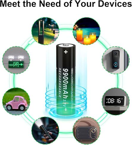 12 Pack 9900 mAh Button Top Upgrade Capacity Ni-MH 1865 Rechargeable Battery for LED Flashlights, Mini Fans, Toys, Lighting, Remote Control, Headlamp and More in Kuwait